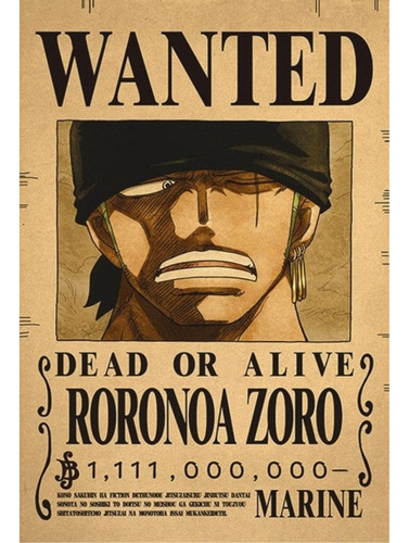Anime Wanted Cuadro 29x19 Mdf One Piece Zoro 1.111.000.000