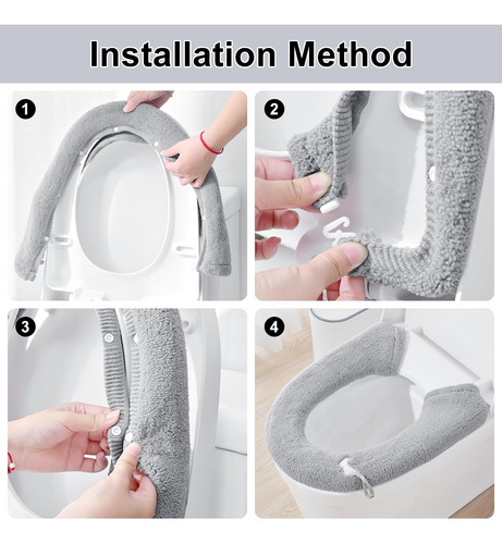 Paquete De 2 Fundas Para Asiento De Inodoro Modelo Felpa Color