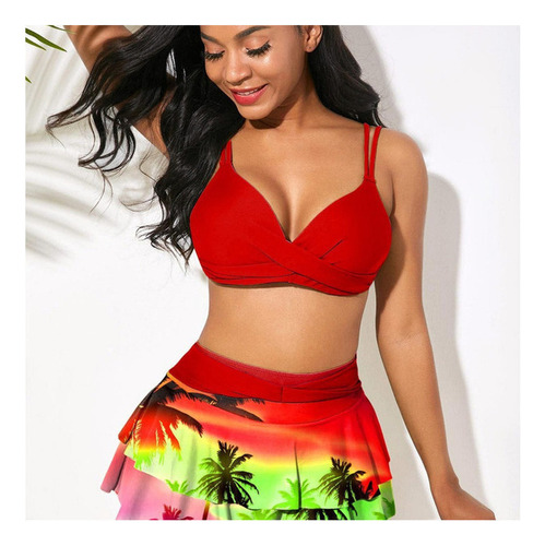 Conjuntos Trajes Baño Faldas Sujetador Y Volantes Ropa Playa