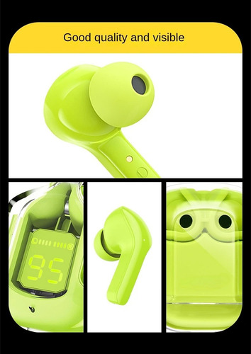 Fone De Ouvido Sem Fio Bluetooth 5.3 Transparente Com Led