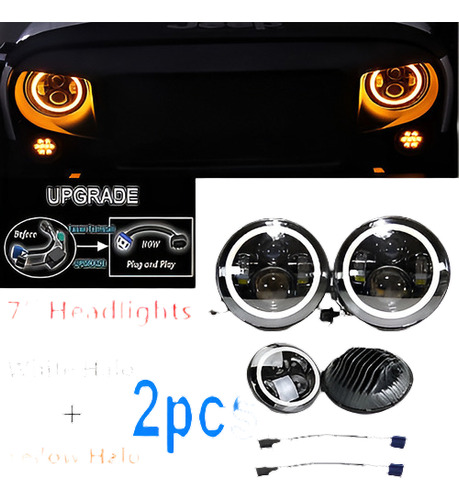 2 X 7  Pulgadas Cree Linterna Led Ojo De Angel Halo Ámbar Dr