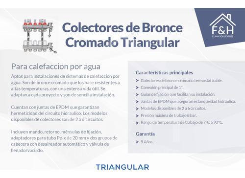 Colector Completo Fh (baxi) Tsa - 6 Vías Bronce Cromado