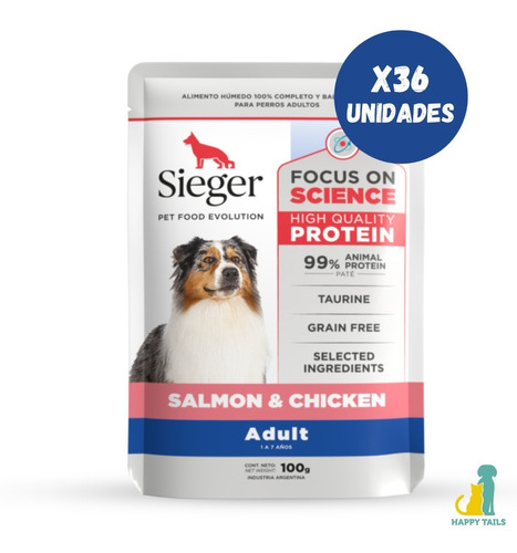 Sieger Pouch Perro Adulto - 36 Unidades X 100 Grs