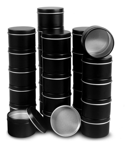 Latas Con Tapa 60ml Contenedor Para Vela 24u 52x35mm Negro