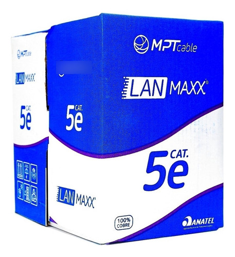Cabo De Rede Lan Utp 24 Awg 4p Cat5e 100% Cobre Mpt Cx 305m