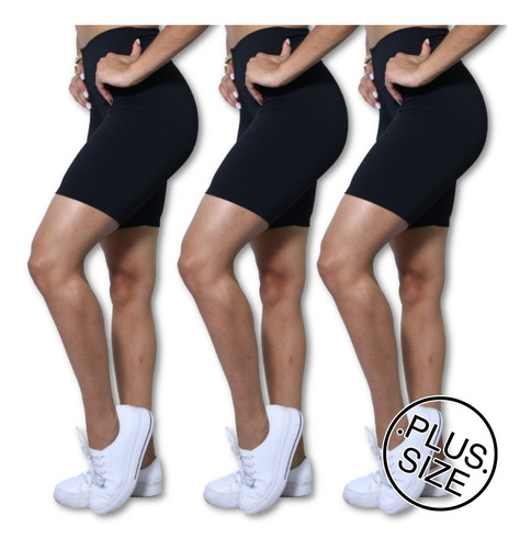 Imagem 1 de 7 de Kit 3 Bermudas Fitness Plus Size #yoga #academia #pilates