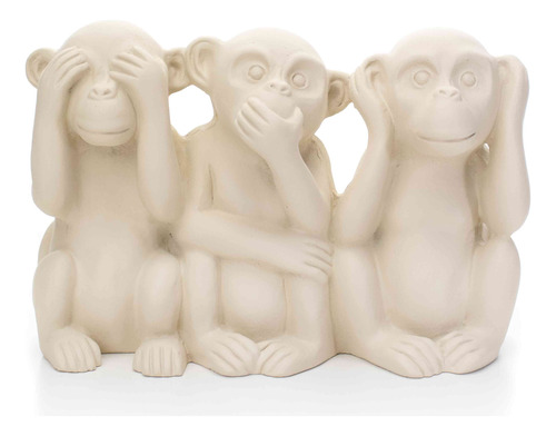 Escultura Decorativa Macacos Em Cimento Bege 11x17,5x7,5 Cm