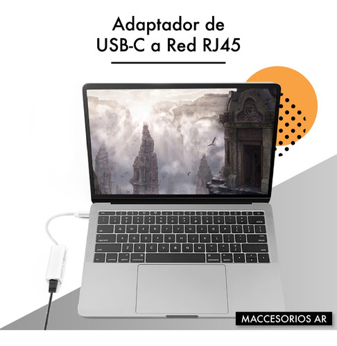 Imagen 2 de 10 de Adaptador Usb C 3.1 A Red / Ethernet Lan / Rj45 / Mac / Pc