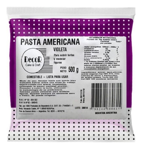 Pasta Americana Para Forrar Violeta X500g