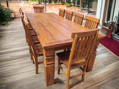 Jogo De Jantar 250x100 Com 12 Cadeiras Madeira Maciça Rustic