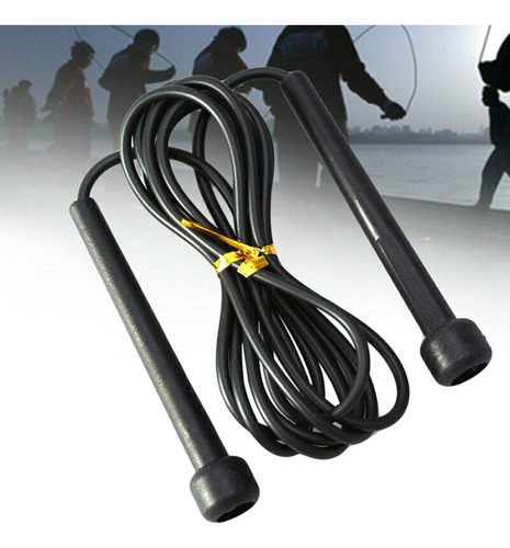 Okk Cuerda De Salto Negra Con Mango Ajustable Para Fitness