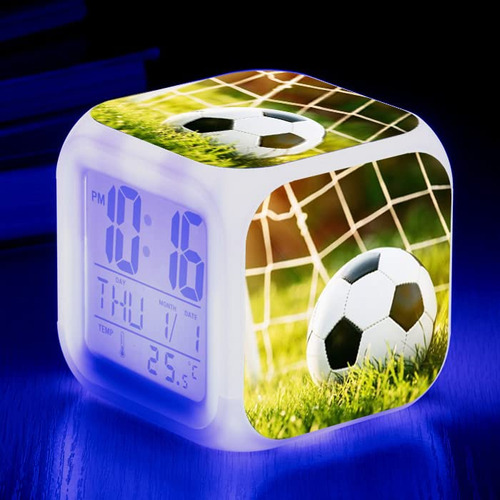 Pleets Reloj Despertador Led Deportivo Futbol Escritorio