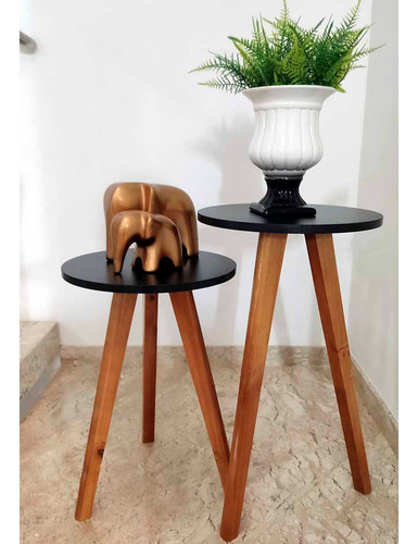 Conjunto De Mesa De Canto 2un Pés Palito Retro Eiffel Black Cor Preto