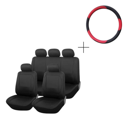 Cubre Asiento Eco Cuero Auto +cubre Volante Ecocuero Premium