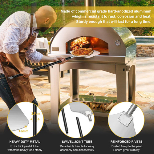 Espátula De Aluminio Para Pizza Con Mango Largo 30 Cm