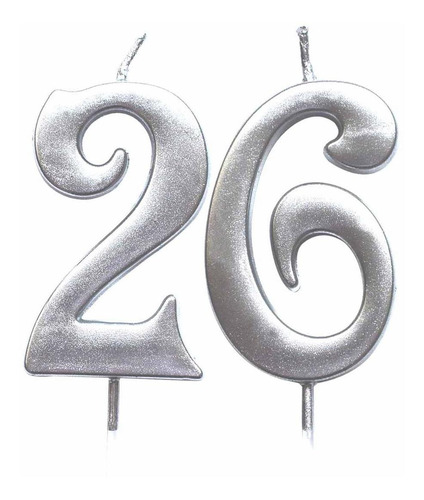 Vela Numérica Plateada 26 Cumpleaños  Número 26  Vel...