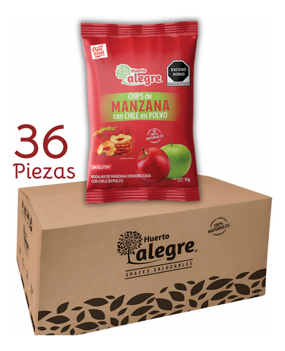 Manzana Deshidratada Con Chile Huerto Alegre 15g Caja 36pz