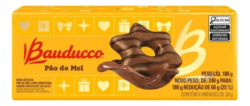Pão De Mel Coberto Com Chocolate Ao Leite Bauducco 180g
