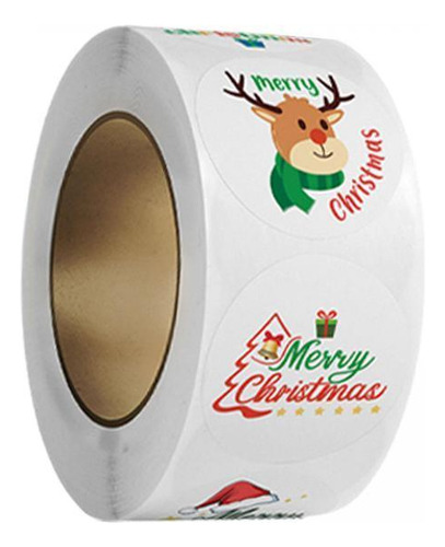 4 Rollo De Pegatinas Navideñas, Etiquetas Estilo C