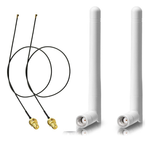 2 Antenas Repuesto Mimo Wifi Doble Banda 2.4ghz + 2 Cables 