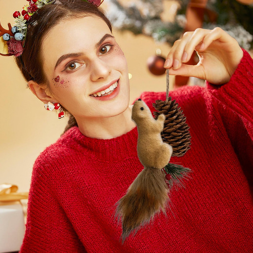 Adornos Navideños De Ardilla Falsa Adornos Navideños De Anim