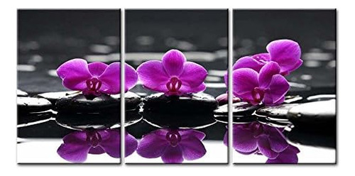 Flowers In Spa Wall Art Decor Blooming Purple Butterfly...