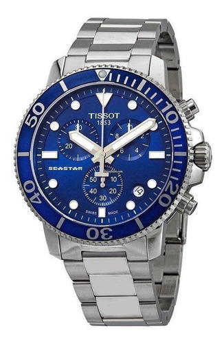 Relógio Tissot Seastar 1000 Azul T120.417.11.041.00 Safira Cor da correia Prateado