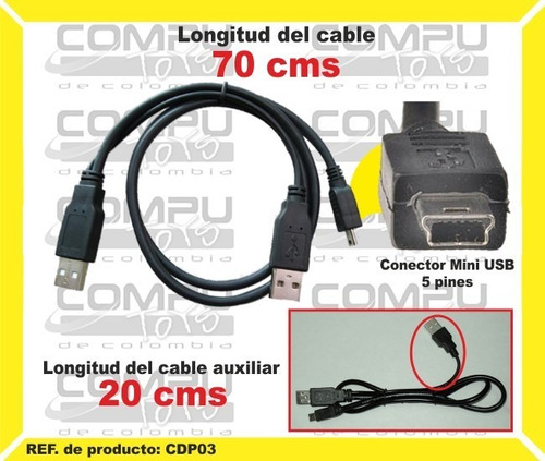Cable Y De 2 Usb A Mini Usb Ref: Cdp03 Computoys Sas