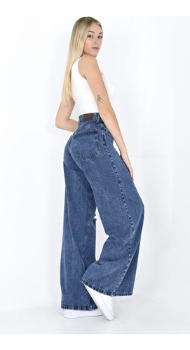 Jean Wide Leg Rígido Roturas Premium Dama Diva