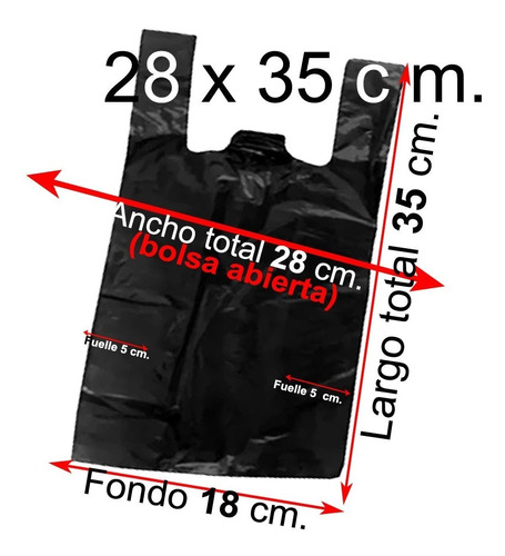 Bolsas Plásticas Camiseta - 28x35 - 100 U. Negra Para Basura