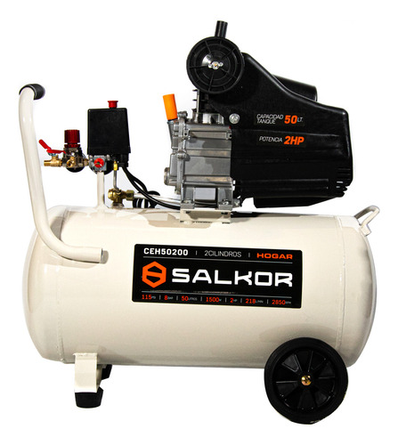 Compresor De Aire Eléctrico Monofásico Portátil 2hp 50l Salk