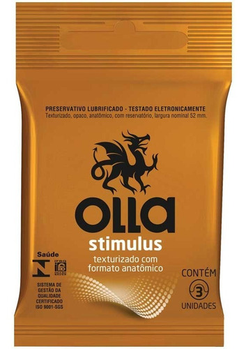 Preservativo Olla Lubrificado Stimulus Texturizado C/3