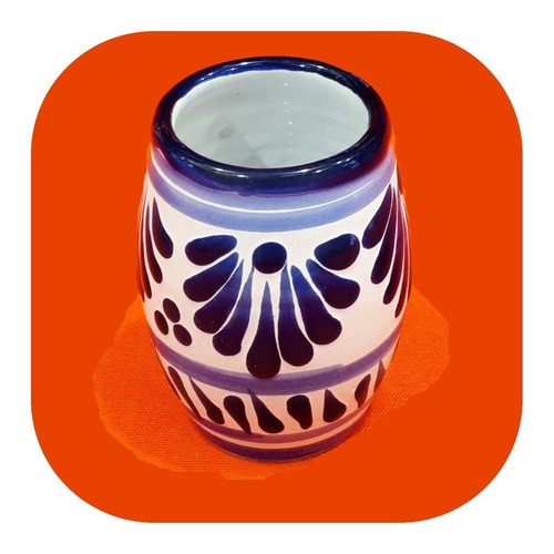 Imagen 2 de 4 de Tequileros De Talavera Poblana Set 5 Vasitos En Azul Blanco