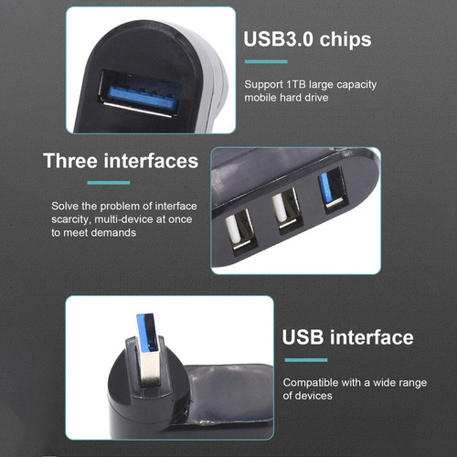 // Adaptador Usb 3 En 1 Con Doble Puerto Usb 3.0 Y Salida