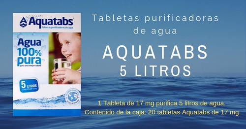 Imagen 2 de 9 de Tableta Pastilla Purificadora De Agua Aquatabs 1 X 5 Litros