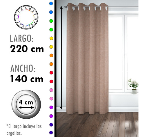 Set De Cortinas Blackout 2 Paños De 140 X 220 Cm Crema