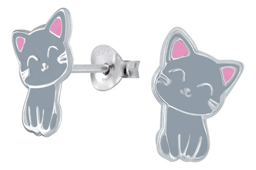 Kiwi Daisy Aretes Pequeños De Gato De Plata Esterlina Hipoal