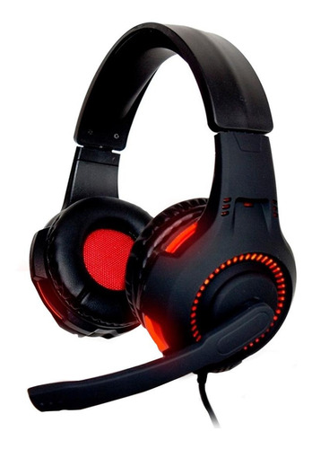 Imagen 3 de 3 de Audífonos gamer Naceb NA-0304 negro y rojo con luz LED