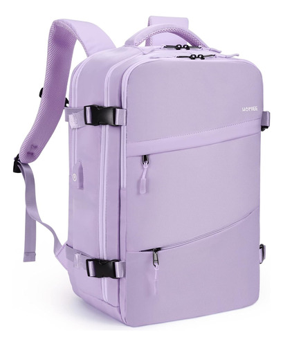 Mochila De Viaje Grande De 40l Con Puerto Carga Usb_purpura