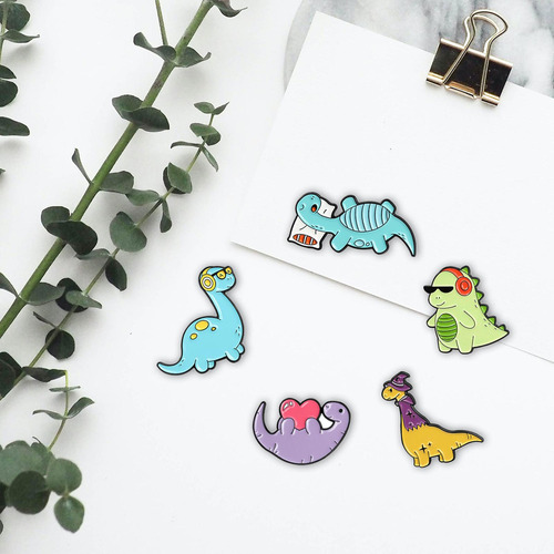 De 6 Alfileres De Esmalte De Dinosaurio Insignias Coloridas