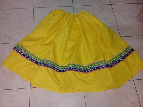 Pollera Amarillo Guarda Coya 55 Cms 