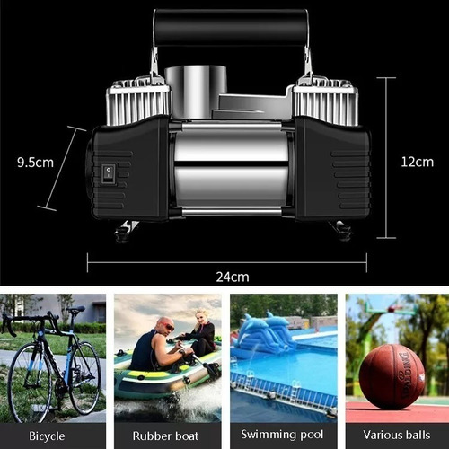 Compresor De Aire Inflador 2 Cilindros Auto Bicicleta Camión