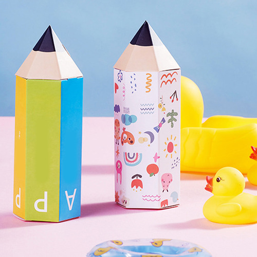 10 Cajas De Regalo De Papel Con Forma De Lápiz De Dibujos An