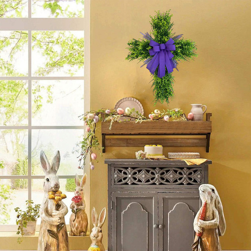 Corona De Pascua Para Puerta Con Forma De Cruz Para El Día