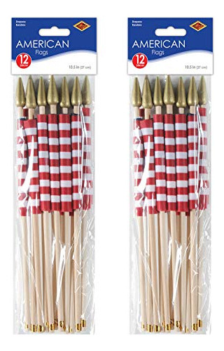 Banderas Americanas De Tela De Poliéster Palos De Made...