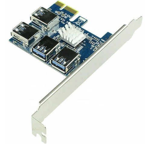 Imagen 4 de 8 de Adaptador Pcie 1x A 4 Usb 3.0 Riser Placa Rig Mineria Cripto