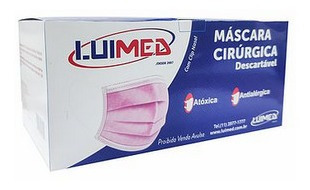 Máscara Cirúrgica Descartável Luimed - Rosa - 50 Unidades