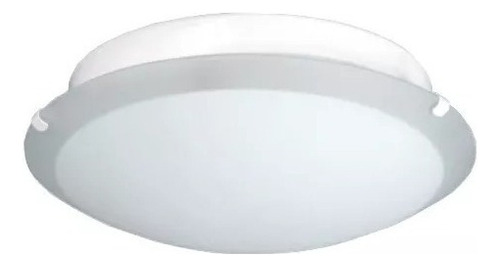 Plafon Redondo Con Vidrio Curvo Satinado 25cm 2 Luces Color Blanco