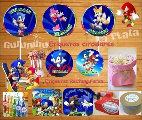 Imagen 5 de 8 de Kit Imprimible Sonic Cumpleaños Candy Bar Fiesta Cotillon