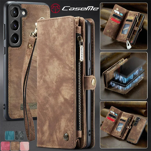 X Funda Magnética De Piel For Samsung Galaxy Note 20 S25 Ultra S24 Fe S23 Plus S22 S21 A56, Funda Tipo Cartera Con